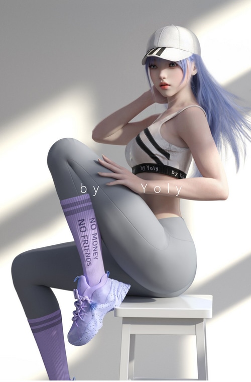 Woman in athletic wear sitting on a stool