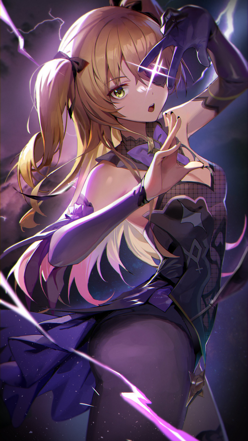 Fischl from Genshin Impact with lightning effects