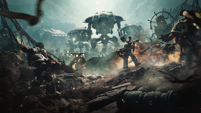 Warhammer 40,000 Chaos Space Marines and Knights battle