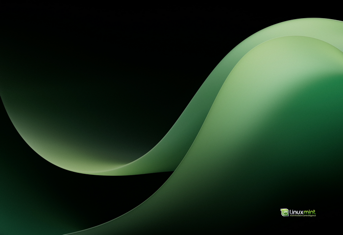 Abstract green waves with Linux Mint logo