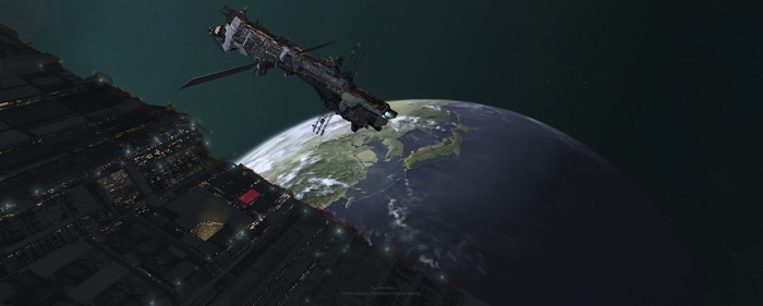 4K China 2098 Space Station and Earth