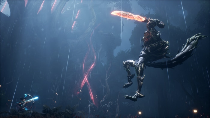 Kena: Bridge of Spirits - Creature fighting in rain