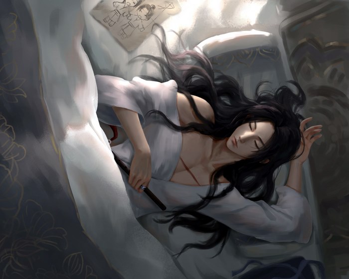 Wei Wuxian sleeping with a drawing
