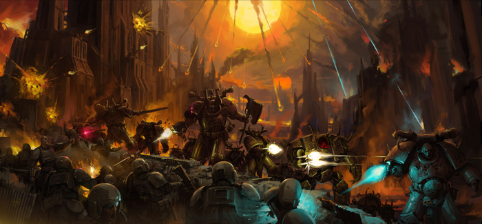 Warhammer 40,000 Chaos Space Marines in battle