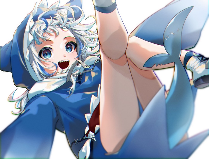 Gawr Gura in a shark costume
