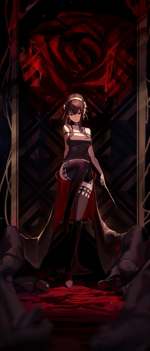 Yor Forger from Spy x Family with blood
