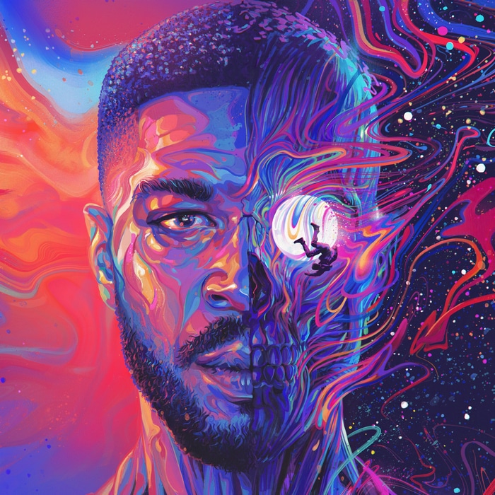 4K abstract oil painting of a face