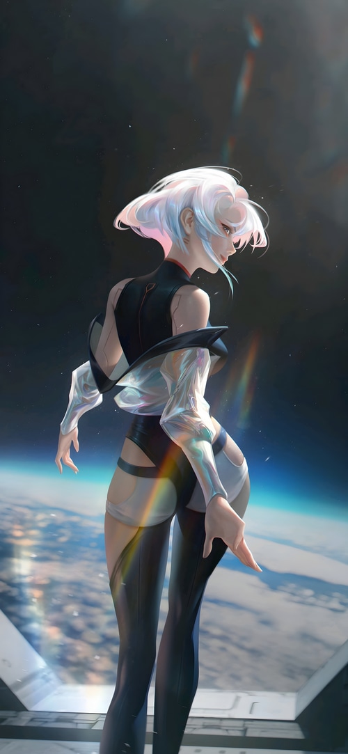 Lucy from Cyberpunk: Edgerunners in space