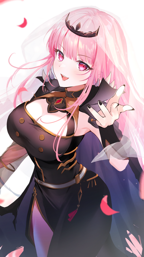 Mori Calliope with pink hair and petals