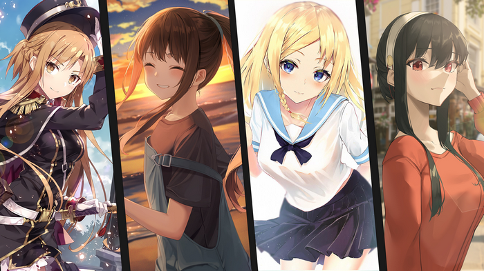 Anime girls crossover: Asuna, Yor Forger, and others