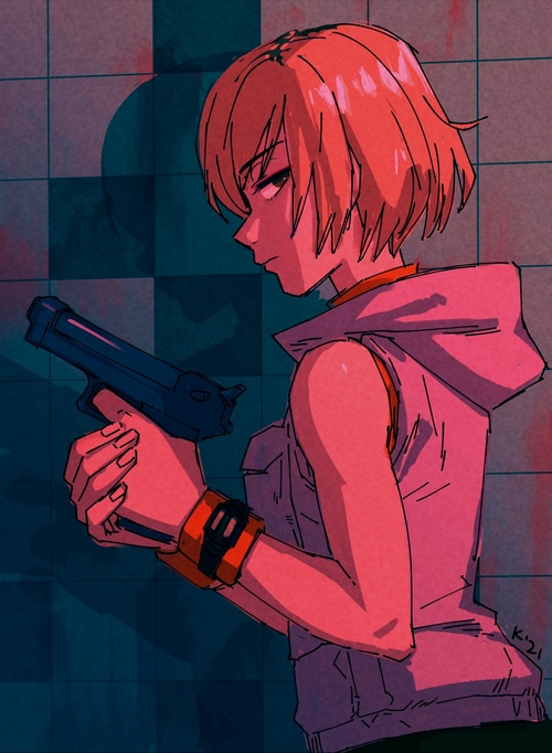 Heather Mason from Silent Hill 3 holding a gun