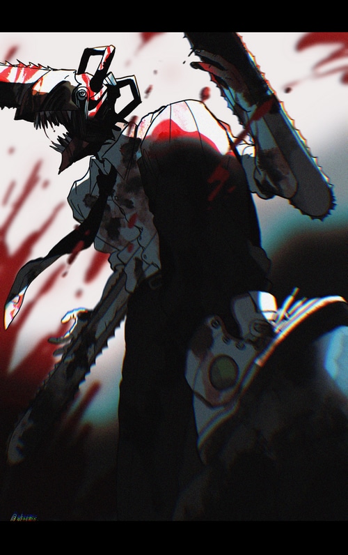 Denji with Chainsaws and Blood