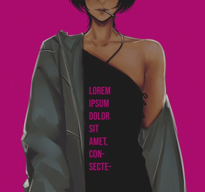 Anime character with cigarette and jacket