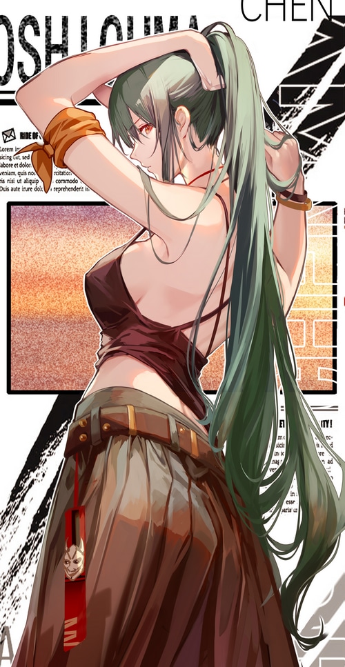Hoshiguma tying her ponytail