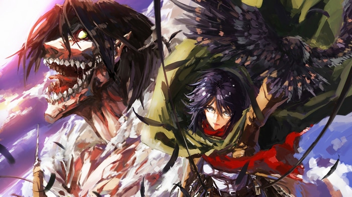 4K Shingeki no Kyojin: Eren and Mikasa