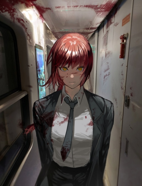 4K Makima from Chainsaw Man covered in blood