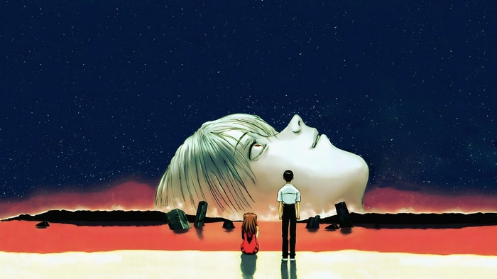 Neon Genesis Evangelion: Giant Head and Two Figures