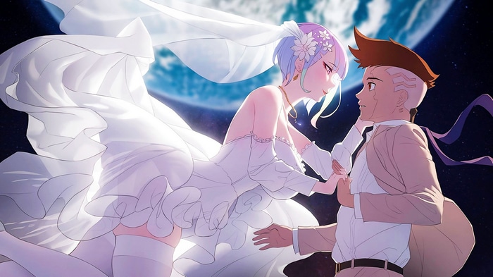 Lucyna Kushinada and David Martinez in wedding attire