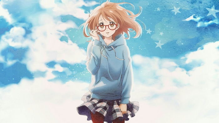 Kuriyama Mirai from Kyoukai no Kanata with glasses