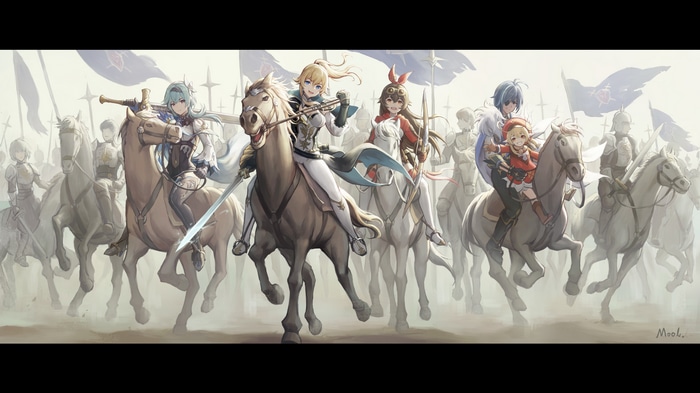 Genshin Impact Knights on Horseback with Swords