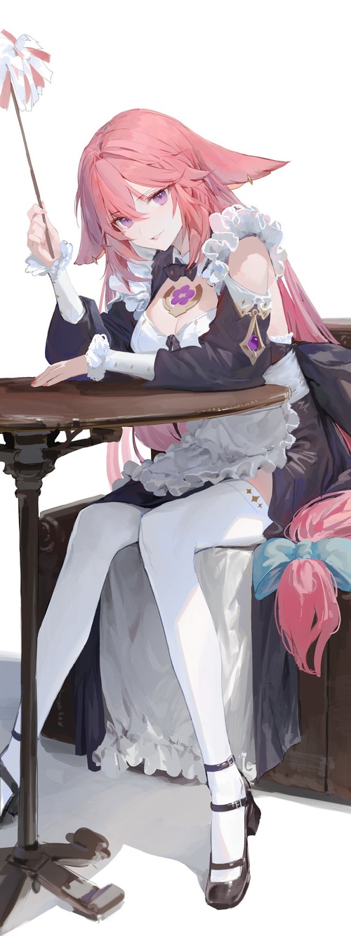 Yae Miko from Genshin Impact in a maid outfit