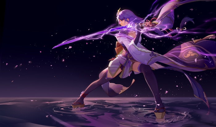 4K Raiden Shogun with purple lightning katana