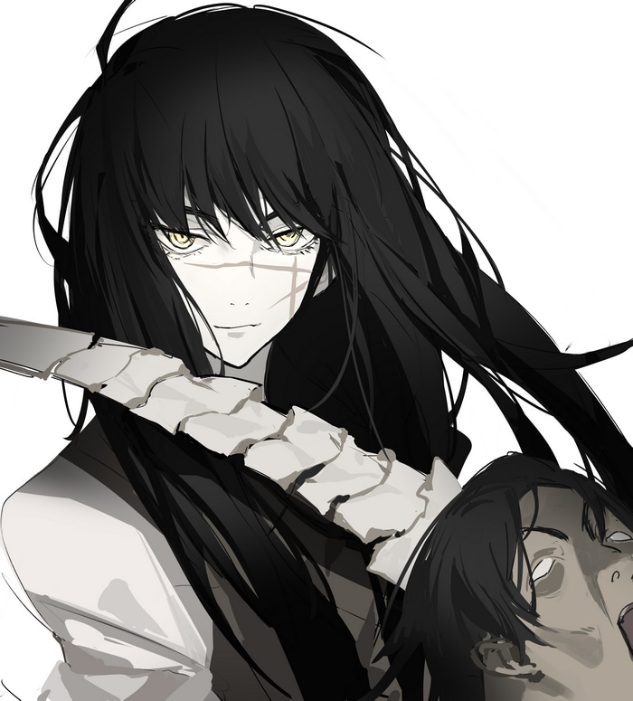 Asa Mitaka with a severed head from Chainsaw Man