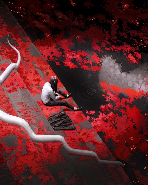 GUWEIZ fantasy art of a woman with snake