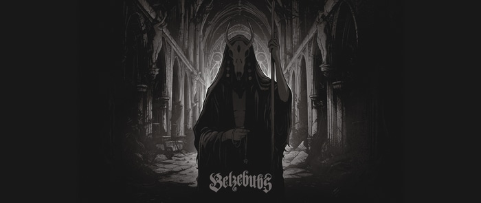 Beelzebub's dark ritual in a gothic cathedral