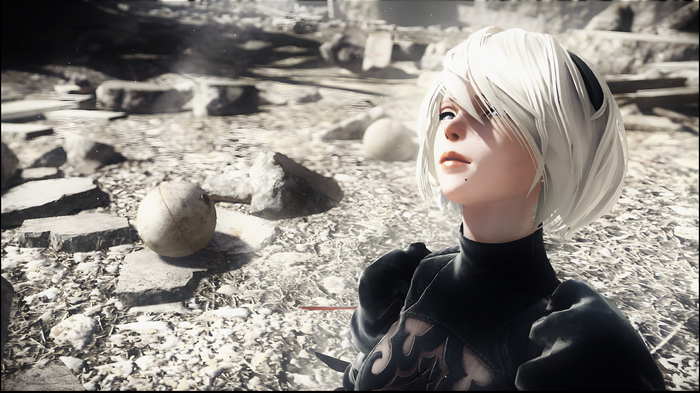 4K Nier: Automata 2B with mole under mouth