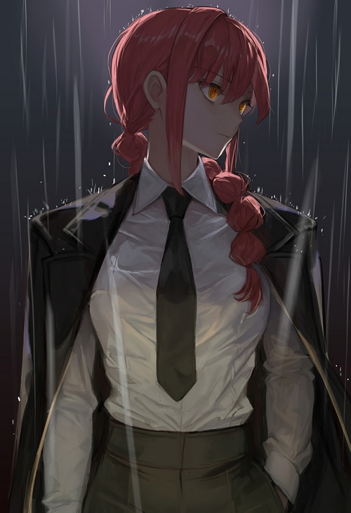 Makima from Chainsaw Man in the rain