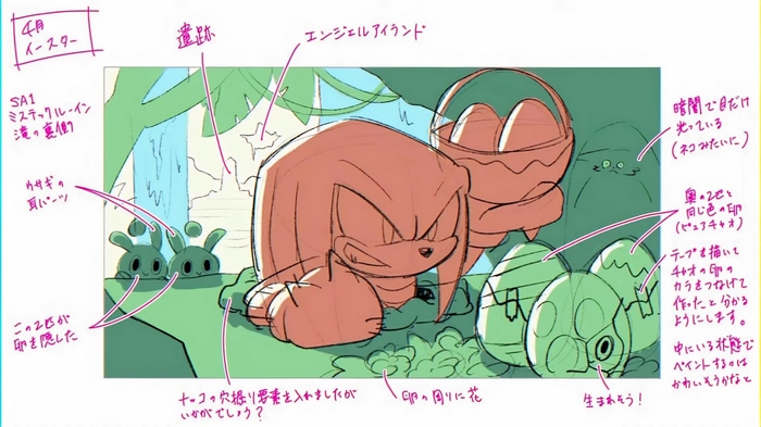 Knuckles and Chao Easter Sketch