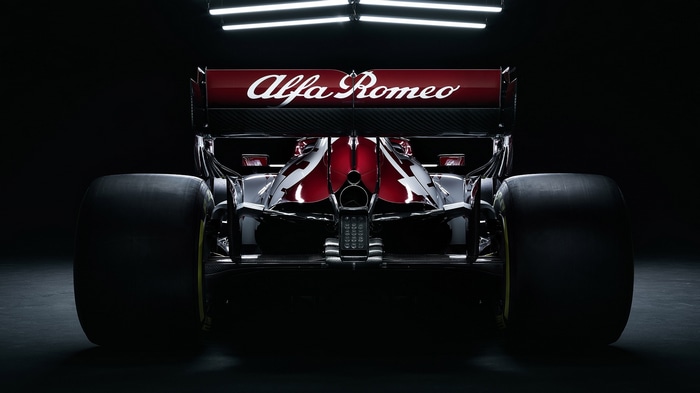 Rear view of an Alfa Romeo Formula 1 car