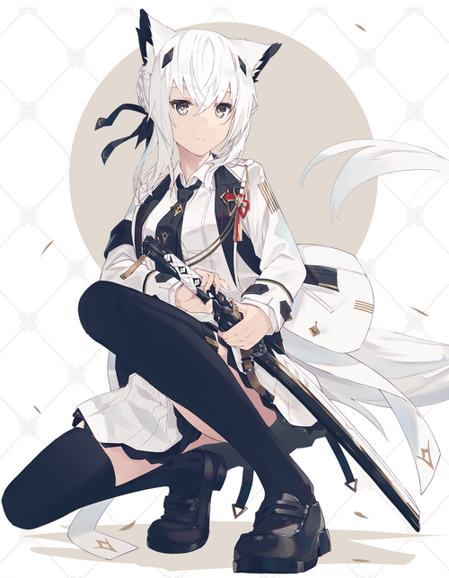 Anime girl with cat ears and katana