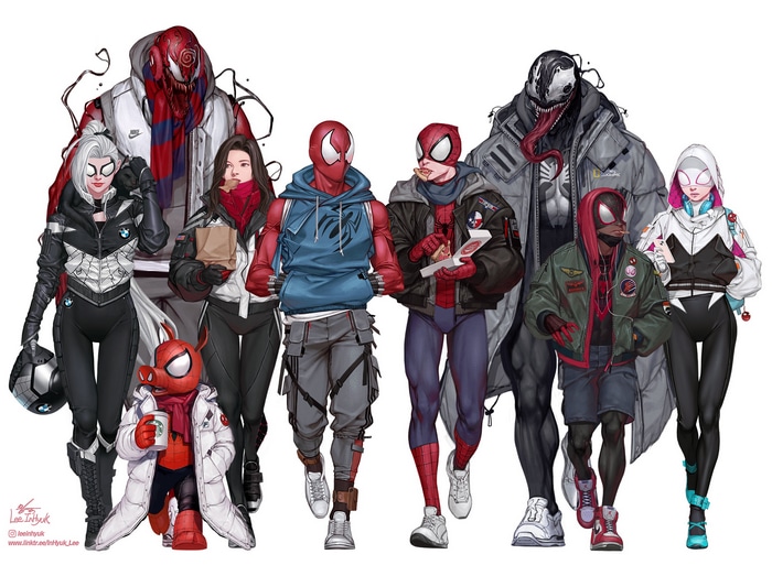 Marvel Comics Spider-Verse characters by leeinhyuk