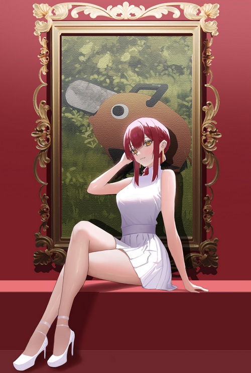 Makima and Pochita painting from Chainsaw Man