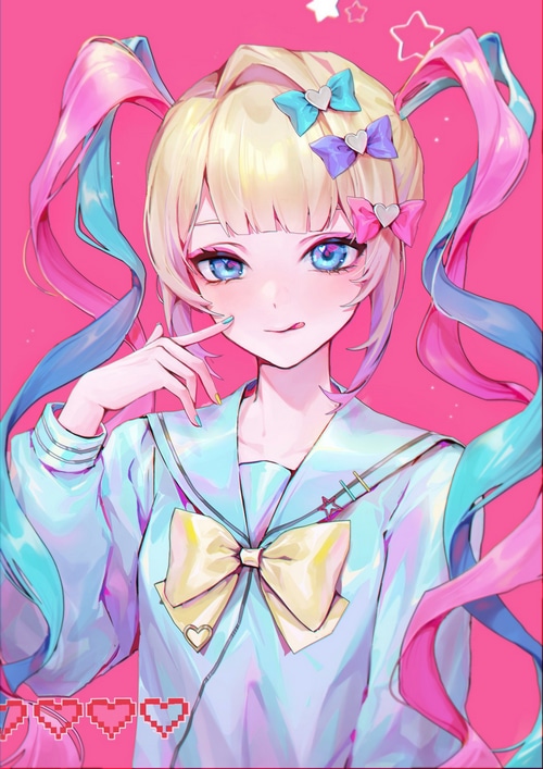 Anime girl with pigtails and school uniform