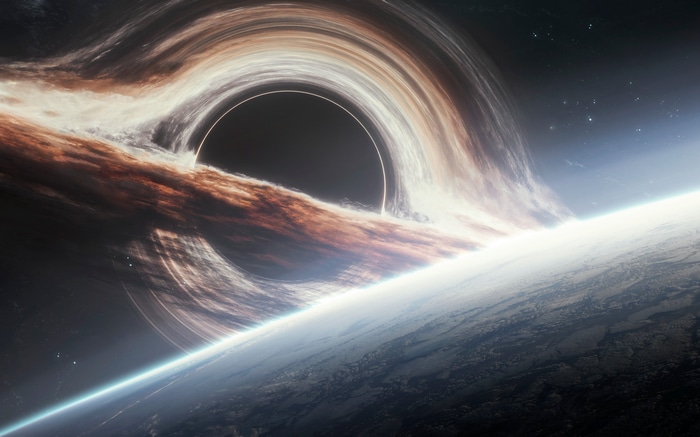 4K Space Art of a Black Hole and Planet