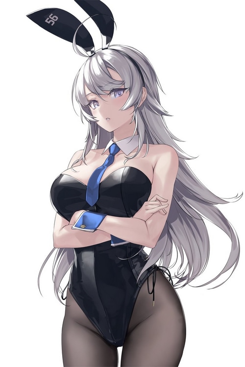 Anime girl in bunny suit with bunny ears