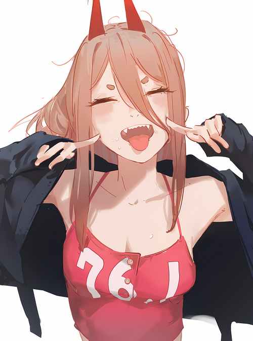 Power from Chainsaw Man sticking her tongue out