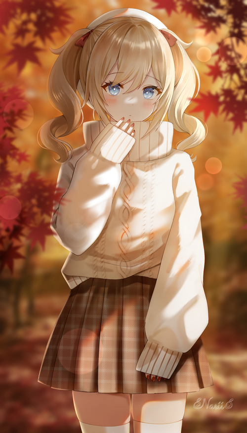 Barbara from Genshin Impact in autumn