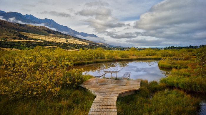 4K Landscape of New Zealand with Mountains and Lake