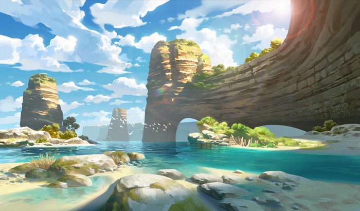 4K Nature Landscape with Cliffs, Sea, and Sky