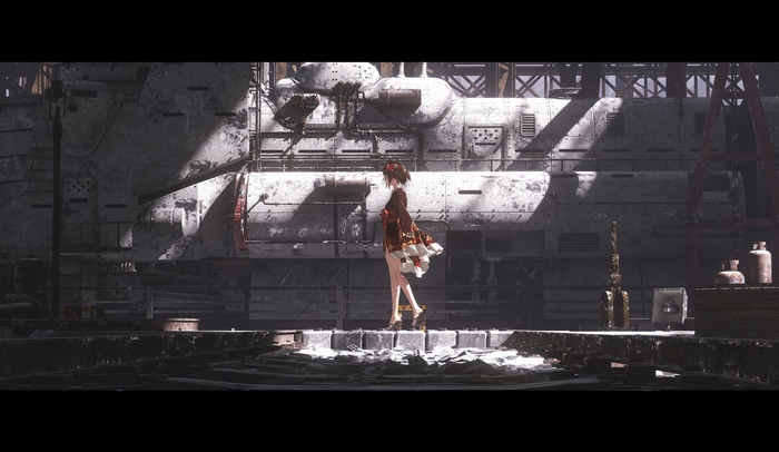 Mumei from Koutetsujou no Kabaneri on a train