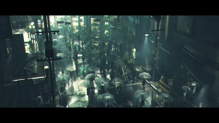 Lycoris Recoil anime girls with umbrellas in the rain
