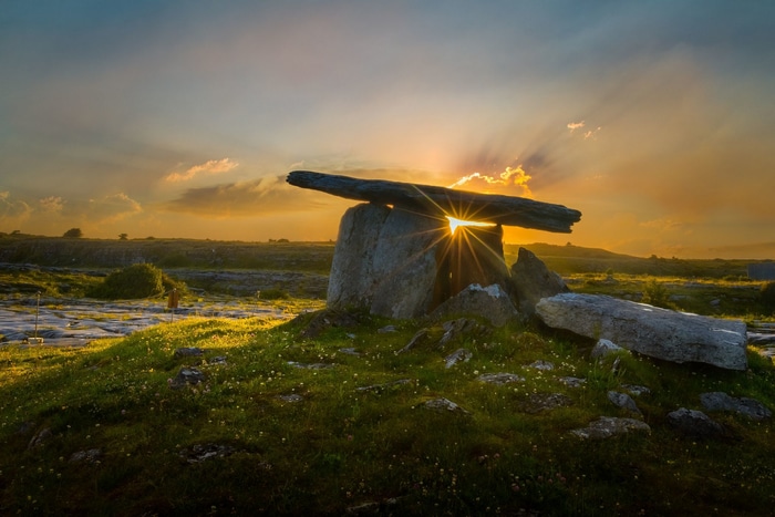 Poulnabrone Dolmen at Sunset in Ireland