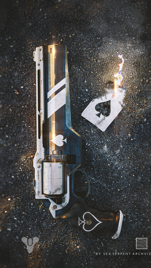 Destiny Ace of Spades Hand Cannon with Burning Card