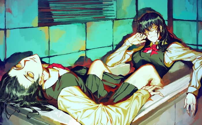 Chainsaw Man Asa Shigure in a bathtub