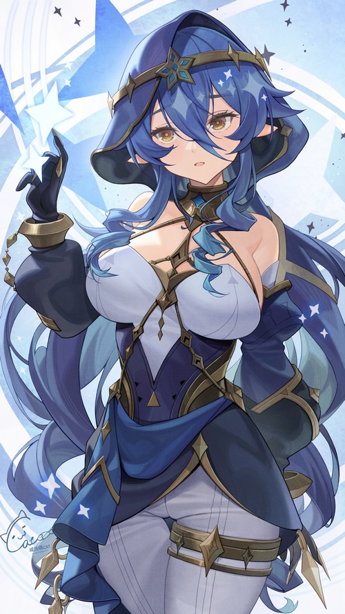 Layla from Genshin Impact holding a star