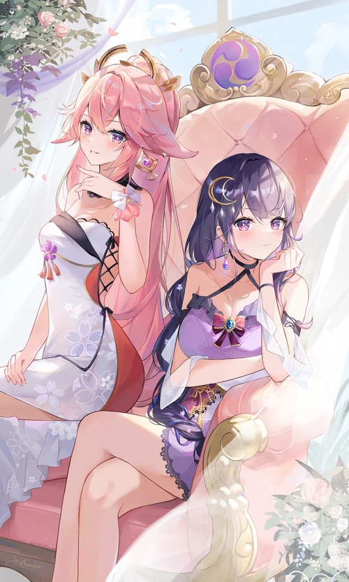 Yae Miko and Raiden Shogun from Genshin Impact